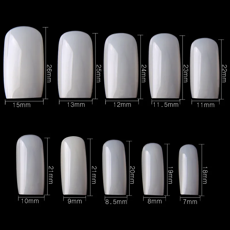 500 Stuks Valse Nagel Tips Volledige Dekking Korte Acryl Art Druk op Nagels voor Manicure Extensions 10 Maten Nep nagel