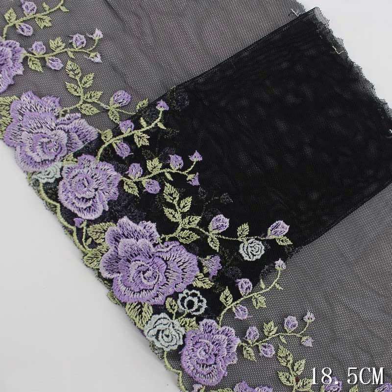 

35Yds Black White Mesh Embroidered Tulle Lace Fabric DIY Skirt Dress Cheongsam Night Gown Bra Sewing Decoration Home Accessories