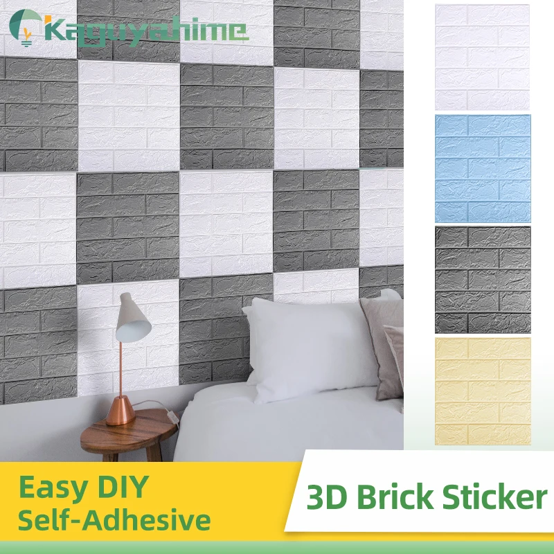 

KPS 20Pcs/Lot 3D Foam Self-Adhesive Wallpapers Waterproof 3D Wall Stickers Brick For Kitchen Kids Room Living Room 35*38cm