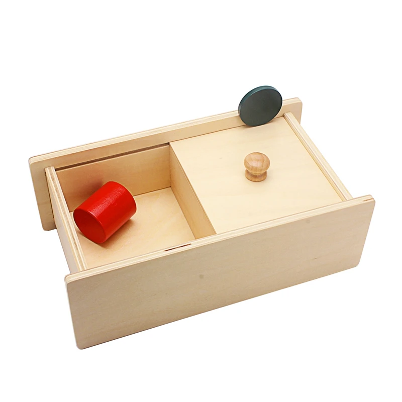 Baby Montessori Sensory Toys Wooden Box with Sliding Lid Attention Practice Game Toys for Infant Toddler Education Teaching Aids