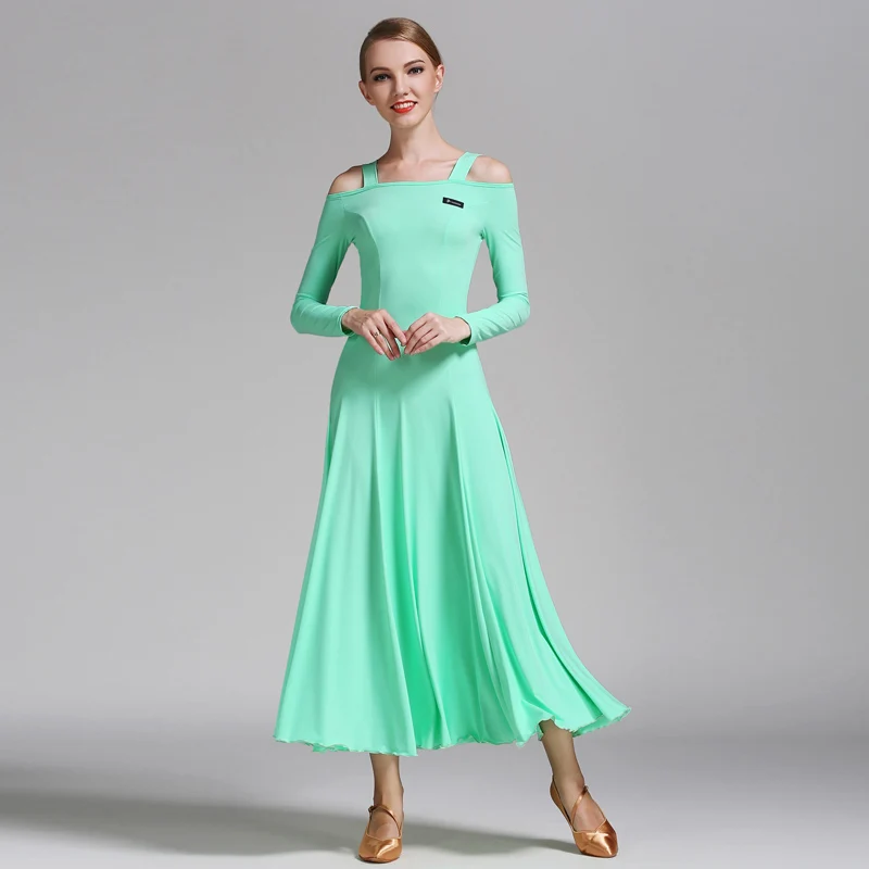 Ballroom Dance Dress Elegant Long Sleeve Stage Dancing Skirt Women's Cheap Ballroom Flamenco Competition Dance Dresses