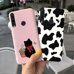 Huawei y6p,y7p 2020のケース,かわいい漫画の猫の弓,手描きの電話バックカバー,Huawei y 6P y 7p ART-L28 MED-LX9Nのソフトケープ