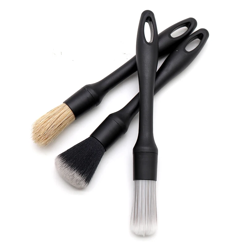 

Natural Boar Hair Detail Brush Car Cleaning Detailing Set Automotive Detailing For Car Cleaning Dirt Dust Clean Brush