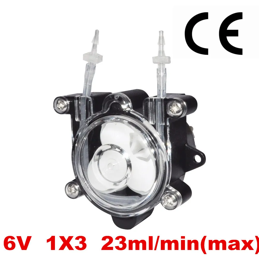 

6V DC Peristaltic Dosing Pump Water Device Mini Fish Tank Motor 23ml/min (max) 1X3