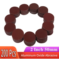 200pcs 2 Inch 50mm Hook and Loop Sanding Discs Sandpaper 60 80 120 180 240 320 400 800 1000 2000 Grits for Polishing Grinding
