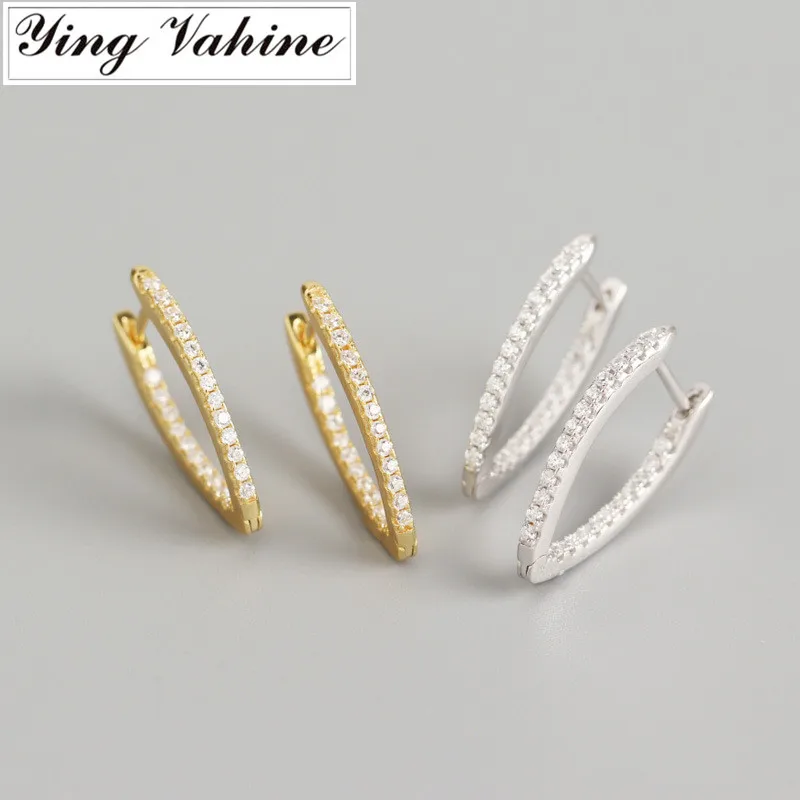 

ying Vahine New 100% 925 Sterling Silver Exaggerated Zircons Stud Earrings for Women