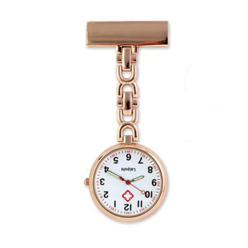 Reloj de bolsillo luminoso para enfermera, reloj de acero inoxidable con solapa y movimiento de cuarzo, nombre grabado de alta calidad, accesorio de