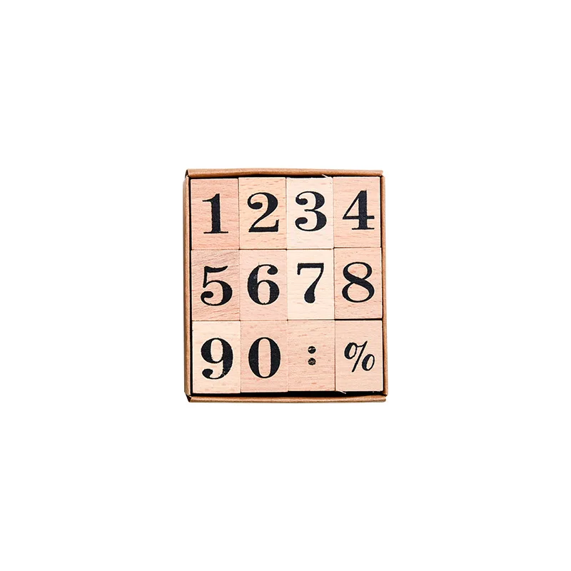 Decorative Wooden Rubber Number Stamp Set, Vintage for Card Making, DIY Craft, Dairy Scrapbooking, Week Months Number Design