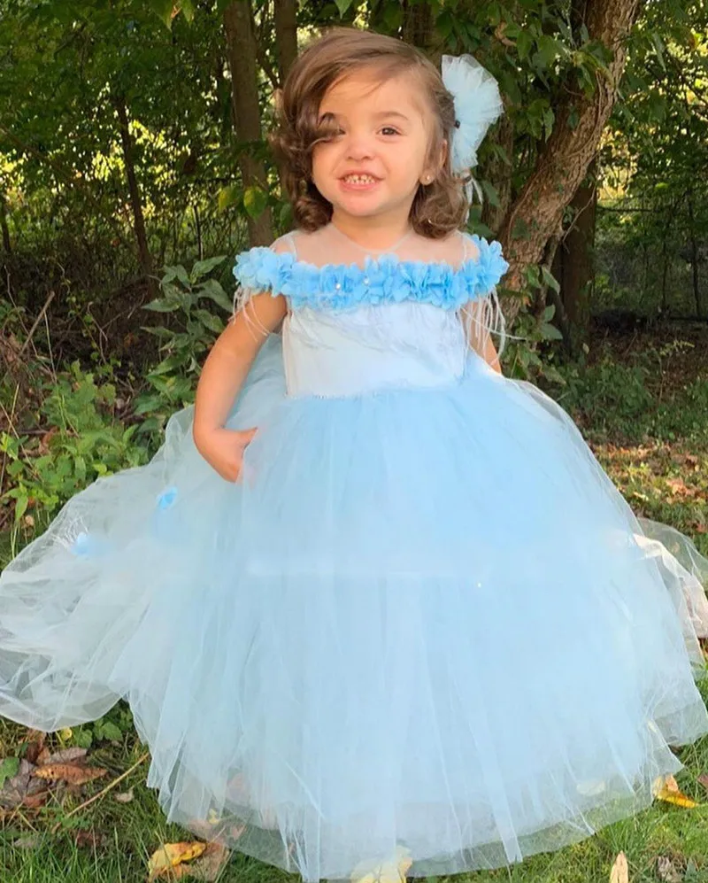 Abiti da ragazza di fiori per matrimoni Tulle Puffy Vestidos Daminha abiti da spettacolo da sera per bambini prima comunione BirthdayDresses