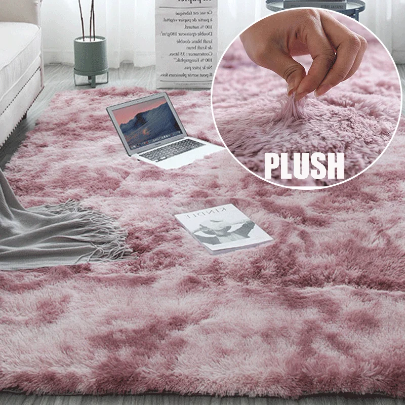 Plush Living Room Center Carpet Pink Soft Fluffy Lounge Floor Rugs For Girl modern Bedroom Bedside Carpets Entrance Door Mats