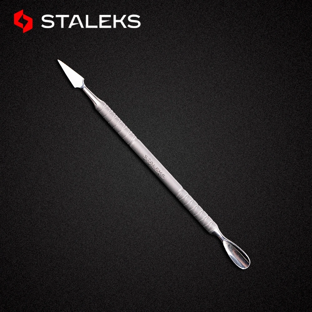 STALEKS PBC-20-1 Professional Manicure Stainless Steel Double-ended Cuticle Pusher Exfoliating Remover Nail Art Nursing Tool