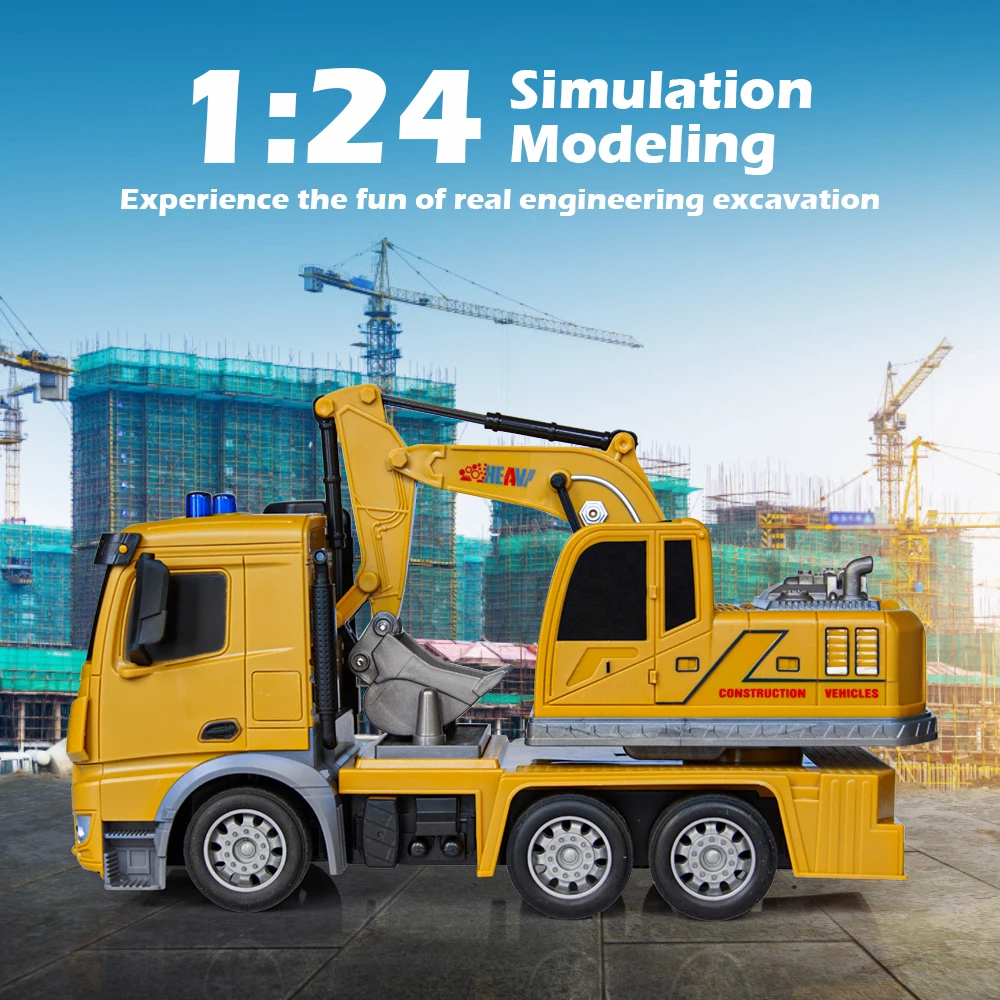 1:24 RC camion Bulldozer Caterpillar trattore modello ingegneria veicolo escavatore Dumper telecomando auto camion dei pompieri giocattolo per ragazzo