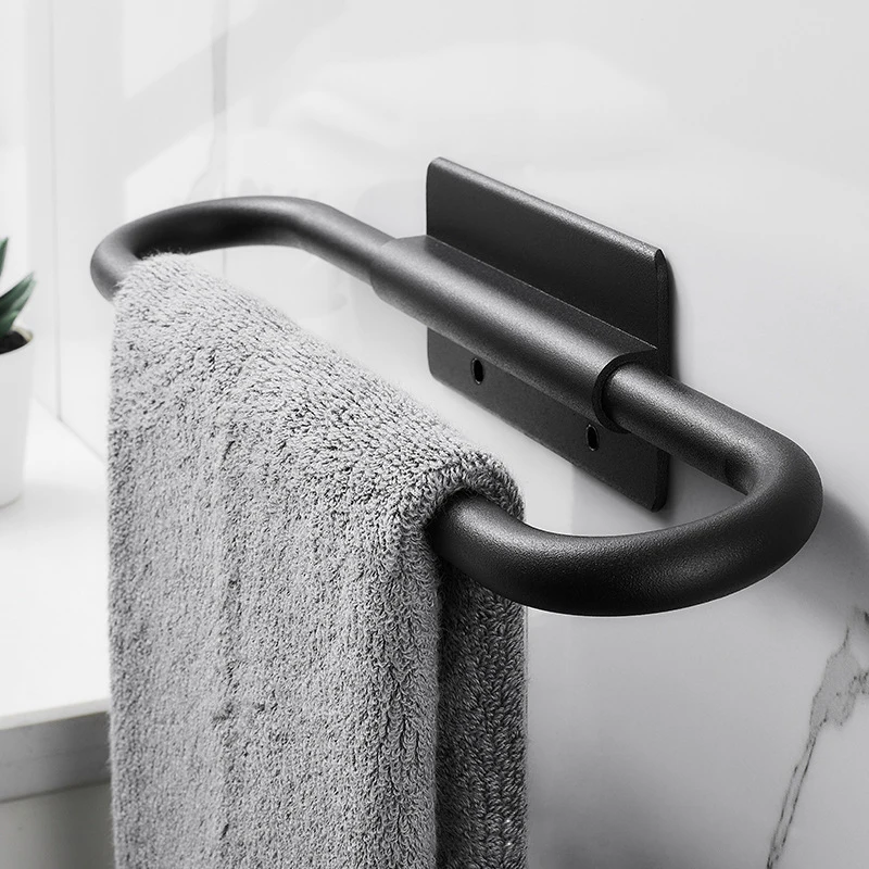 Punch-free Towel Rack Towel Holder Bathroom Towels Rack Hanger Wall Hanging Towel Bar Organizer Kitchen Storage Shelf