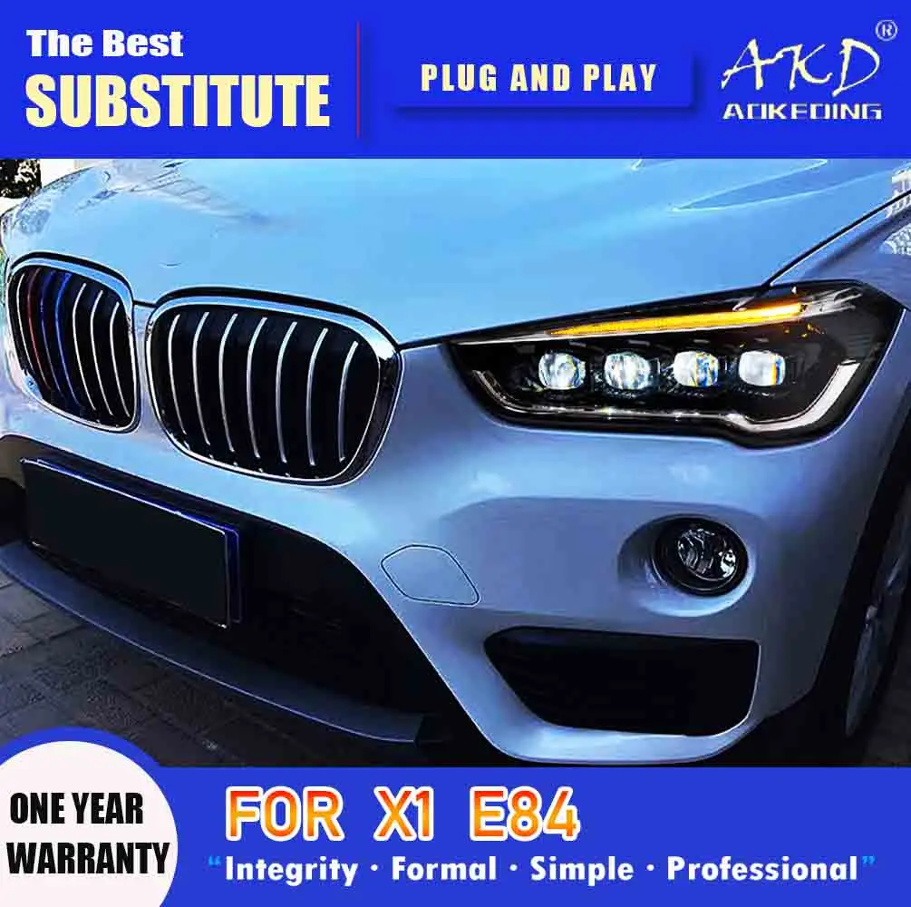 AKD Head Lamp for BMW X1 LED Headlight 2016-2019 Headlights F48 F49 DRL Turn Signal High Beam Angel Eye Projector Lens