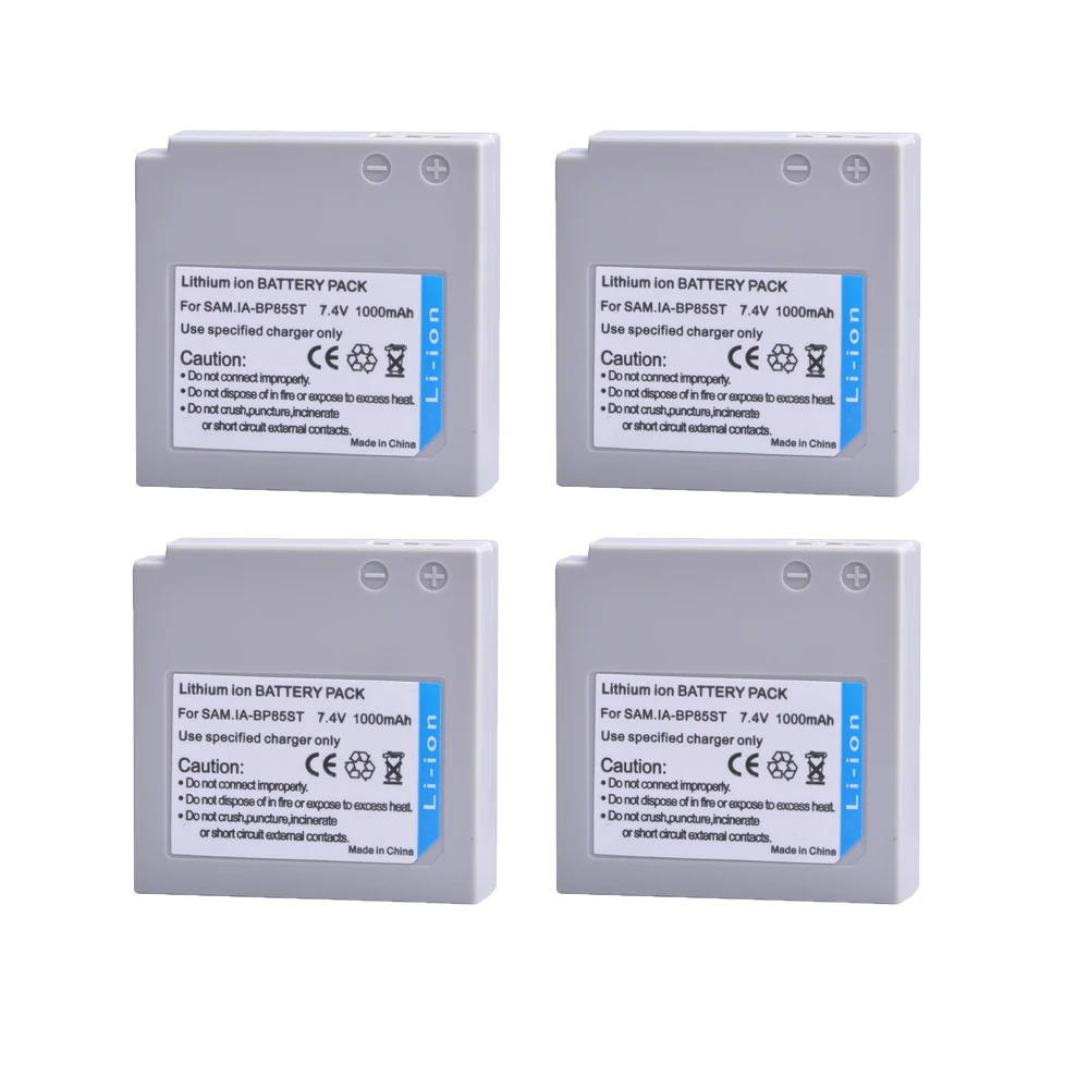 4PC 1000mAH IA-BP85ST IA BP85ST BP85ST Rechargeable Camera Battery for Samsung VP-10AH VP-MX10AU SC-HMX10 SC-MX10A SC-MX20L