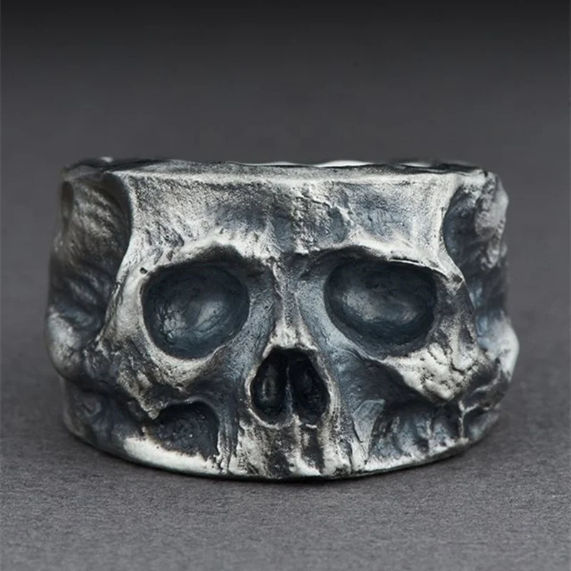 

EYHIMD Gothic Black Mens Skull Ring 316L Stainless Steel Rings for Men Party Punk Biker Jewelry Gifts Male Bijoux