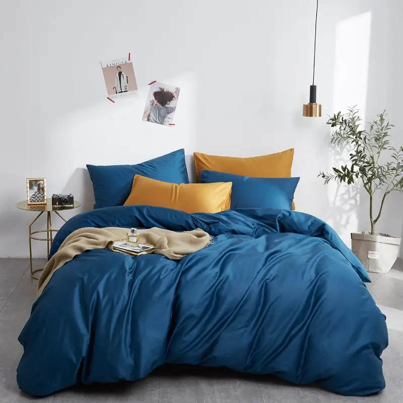 Zijdezachte Pure 600tc Egyptische Katoen Effen Kleur Beddengoed Set Dekbedovertrek + 2 Stuks Kussenslopen Twin Double Queen King Size