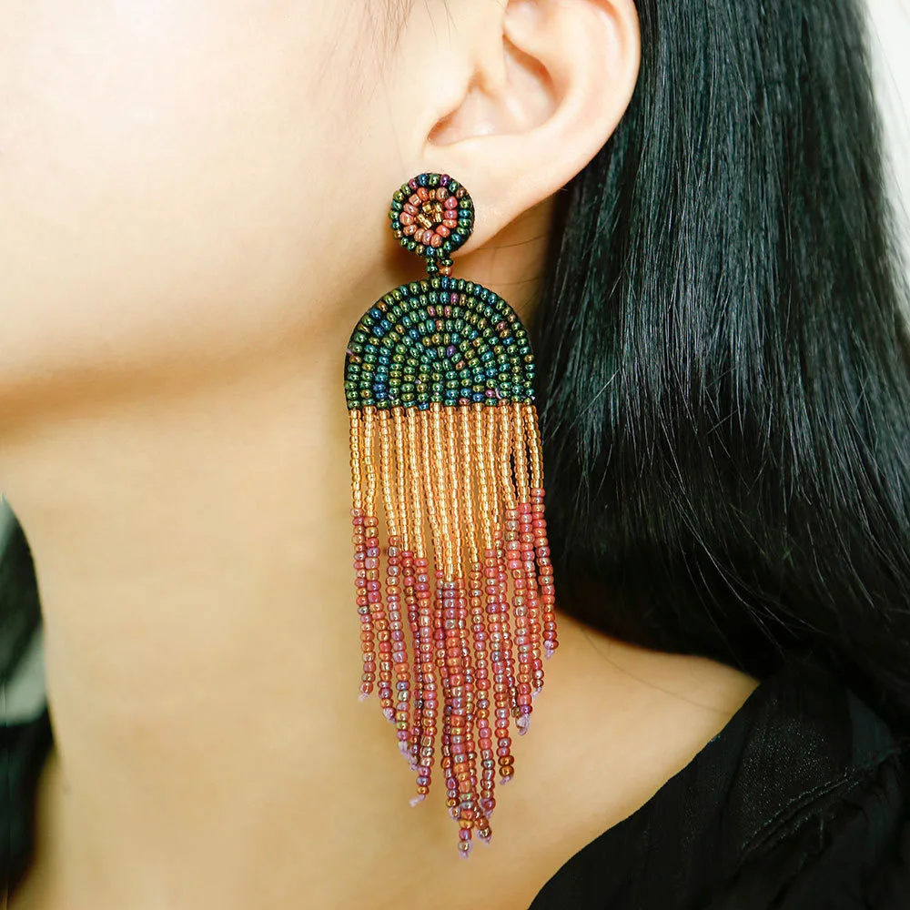 

Handmade Seed Beads Tassel Pendant Dangle Drop Earrings for Women Hot Selling Manufacturer Suppliers BOHO Jewelry