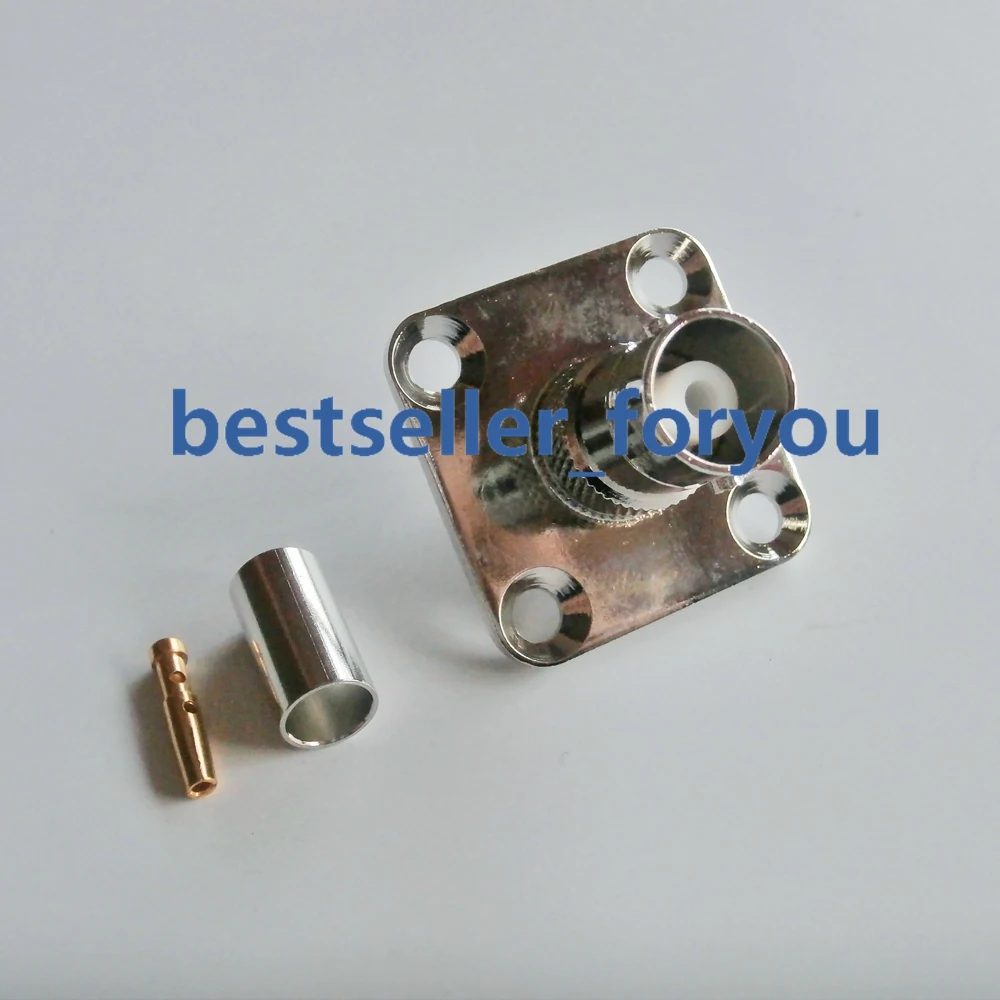 BNC Female Q9 Crimp For RF Coaxial RF Connector Female Panel Mount Flange For RG58 LMR195 RG142 Cable