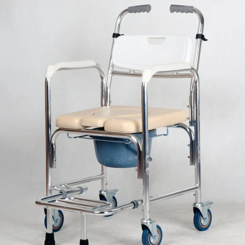 Commode Chair Pulley Mobile Reinforced Thickened Aluminum Alloy Multifunction Strong Load Bearing Safe Disabled Household Toilet