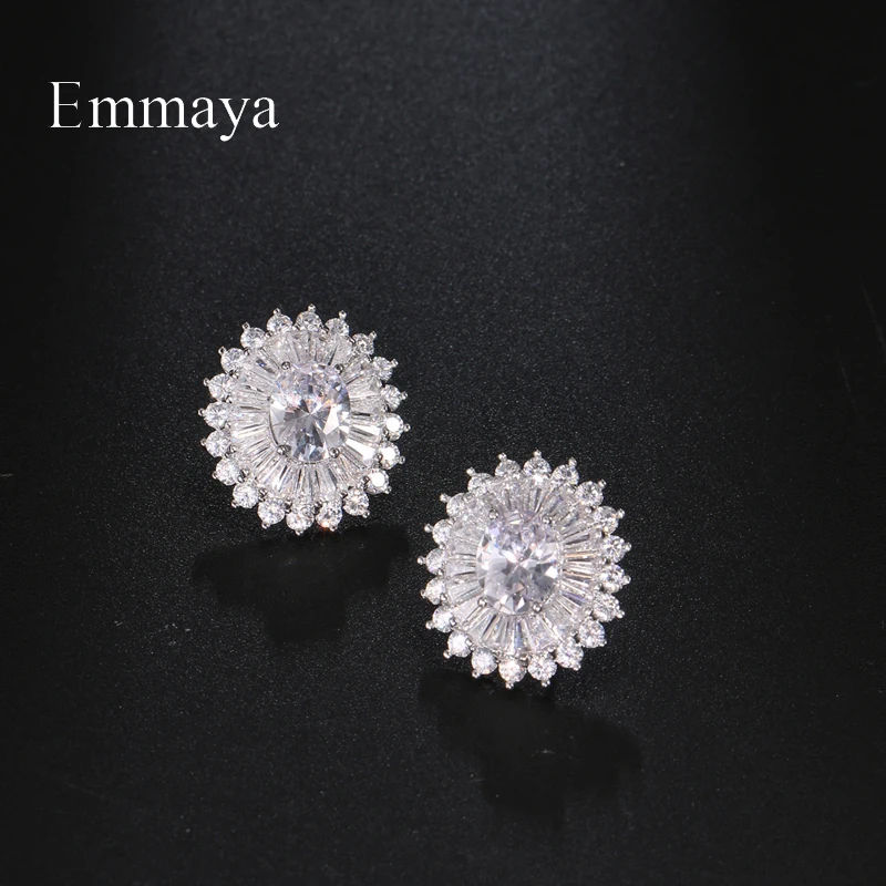 Emmaya New Fashion Cute Sunflower Appearance Noble Earring With AAA Zirconia Delicate Jewelry Women&Girls Charming Choice Gift