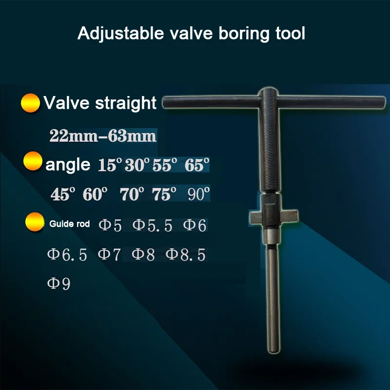 Valve reamer, valve boring cutter, adjustable reamer, valve repair tool, 19-piece set, applicable range 22 to 63mm