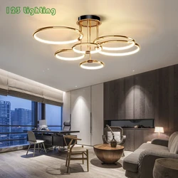 Postmodern Gold LED Chandelier Ceiling Remote Control Dimming Foyer Restaurant Bedroom Bar Hanging Light Fixtures Novelty Lamp