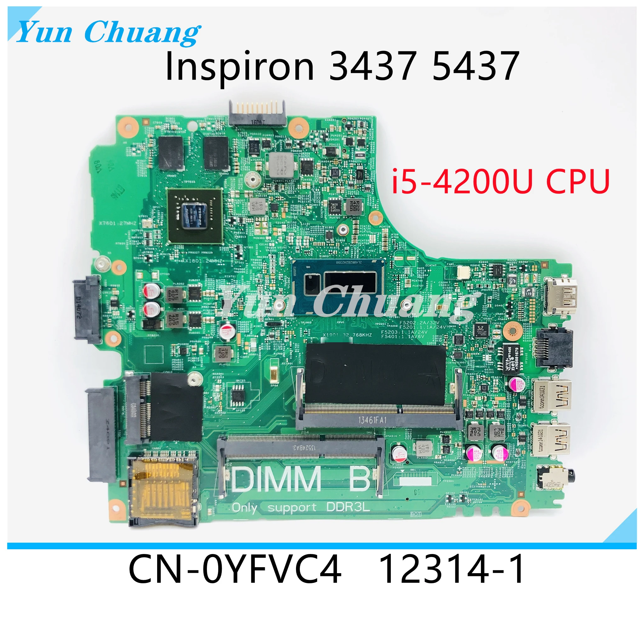 

CN-0YFVC4 0YFVC4 для DELL Inspiron 3437 5437 материнская плата для ноутбука 12314-1 системная плата SR170 i5-4200U CPU GT740M 2G DDR3 Протестирована ОК