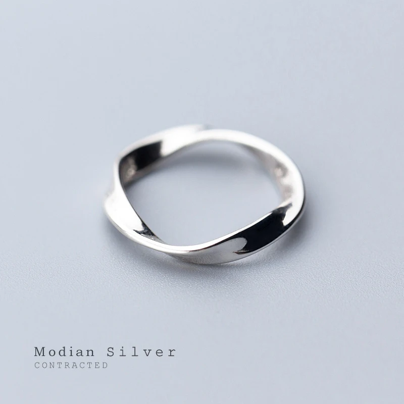 Modian Minimalist Spin Wave Rings for Women Fashion 925 Sterling Silver Simple Geometric Ring Fine Jewelry 2020 New Design