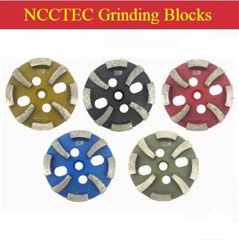 4'' inch 8-segments Diamond grinding block shoes pad for concrete marble granite | 100mm metal bond sintered Silver welding