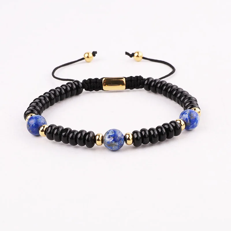 High Quality Square Natural Stone Stainless Steel Beads Friendship Bracelet Set For Men