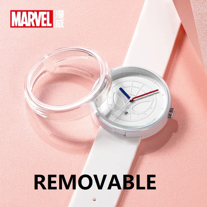 Marvel For Women Watch Avengers Spider Iron Man Quartz Wristwatch 3D Stereo Dial Crystal Silicone Strap Uinsex Disney Clock Date