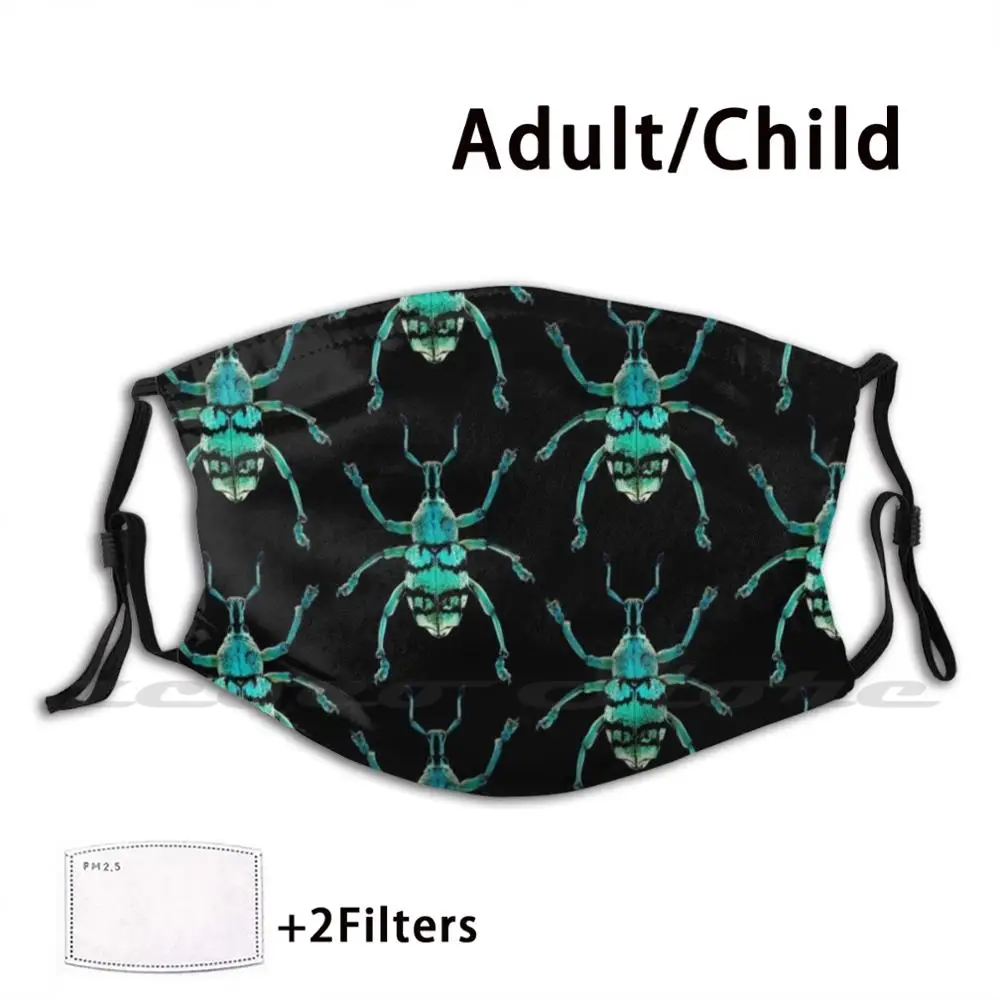 

Blue Weevil Mask Cloth Washable DIY Filter Pm2.5 Adult Kids Insect Weevil Blue Weevil Eupholus Chevrolati Eupholus Sp