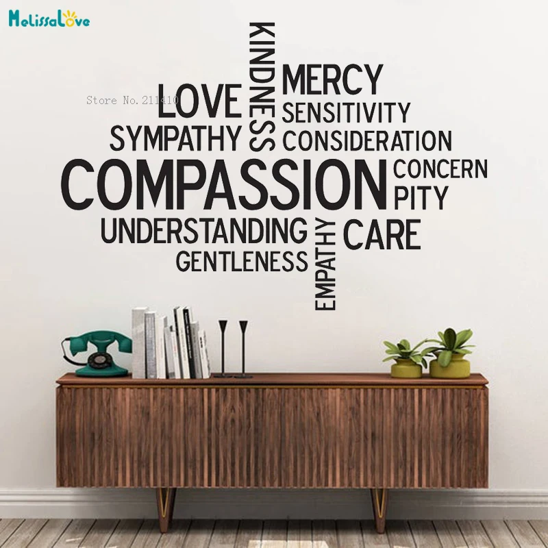 Vinyl Wall Art Decals Compassion Word Cluster Church Sign Sermon Series Missions Adoption Love Empathy Care Youth Décor YT2350