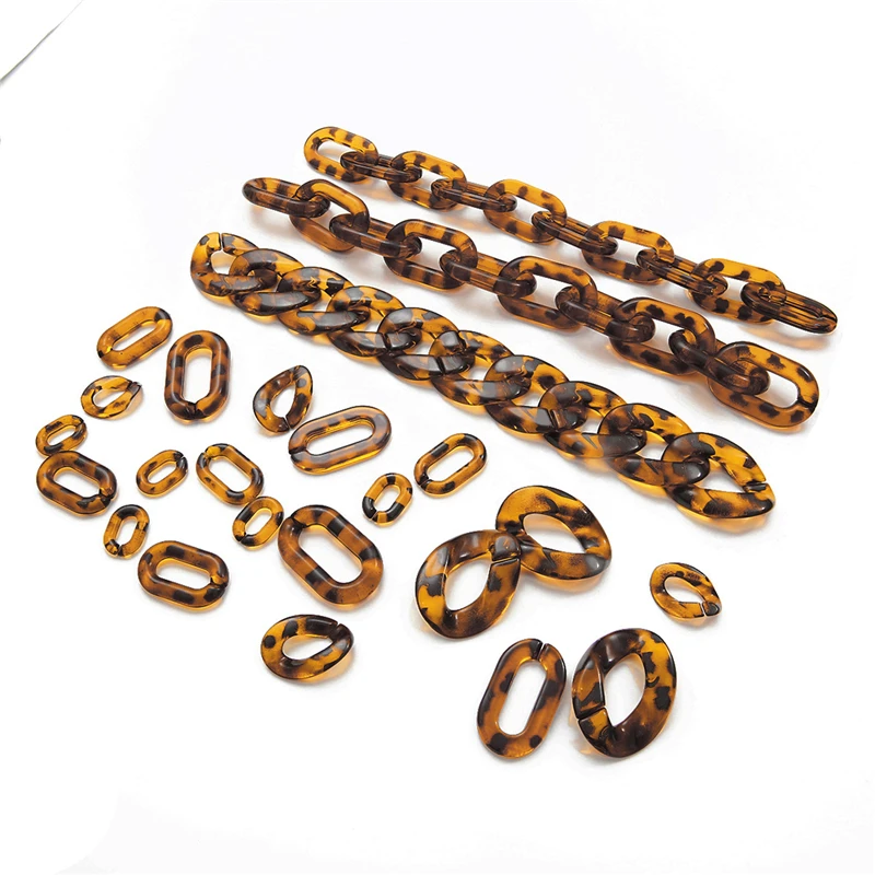 10/20pcs Plastic Acrylic Twisted Chains Leopard Colors for Earring Bracelet Necklace Making DIY Jewelry Findings Accessories