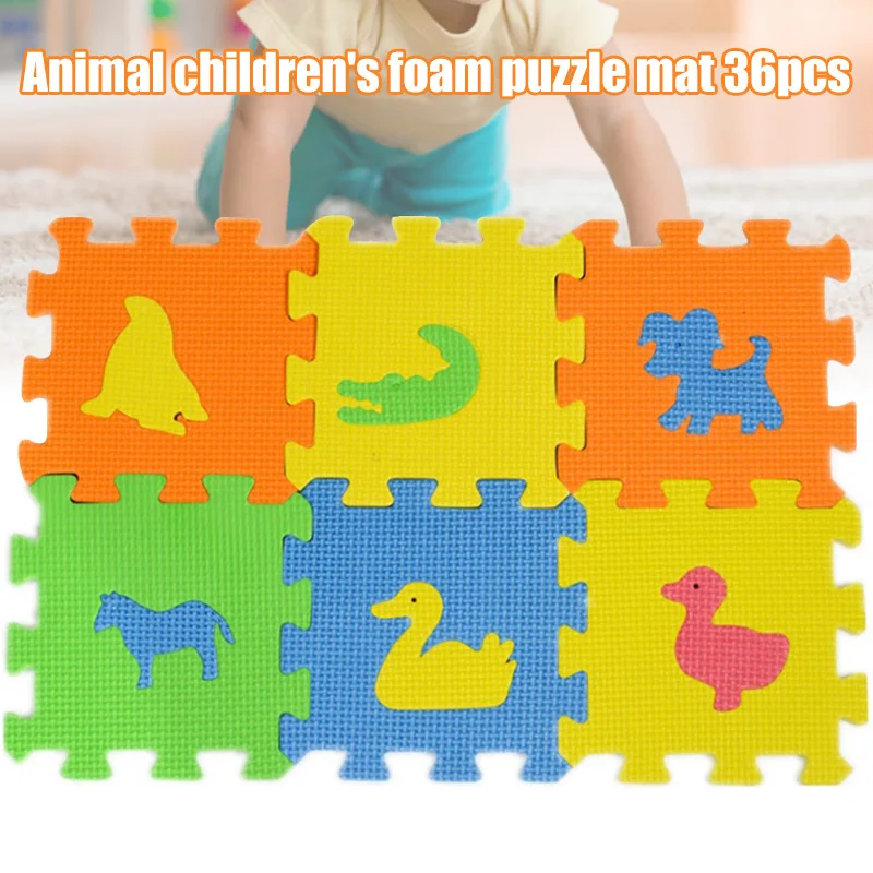 36 PCS Foam Mat Floor Tiles EVA Foam Padding Cartoon Animal Pattern Puzzle Mats Living Room Edroom Tatami Cushion Baby Play Mat