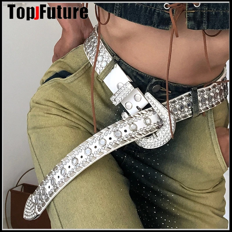 

Fashion Luxury Strap Diamond Belt Gothic Lolita Cosplay Harajuku Punk belts Hip Pop Women Men Crystal Bling Bling belt waistband