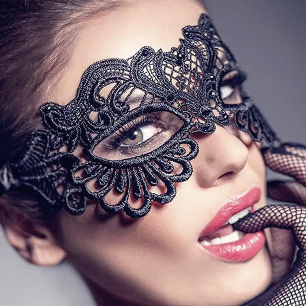 Women Carnival Mask Hollow Lace Masquerade Face Mask Princess Prom Party Props Black Eye Mask Halloween Costume for Women image 3