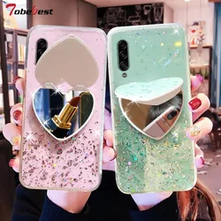 Heart Mirror Sequins Glitter Phone Case For Samsung Galaxy A7 A9 A6 A8 Plus 2018 A750 A9S A9 Star Soft Silicone Cover