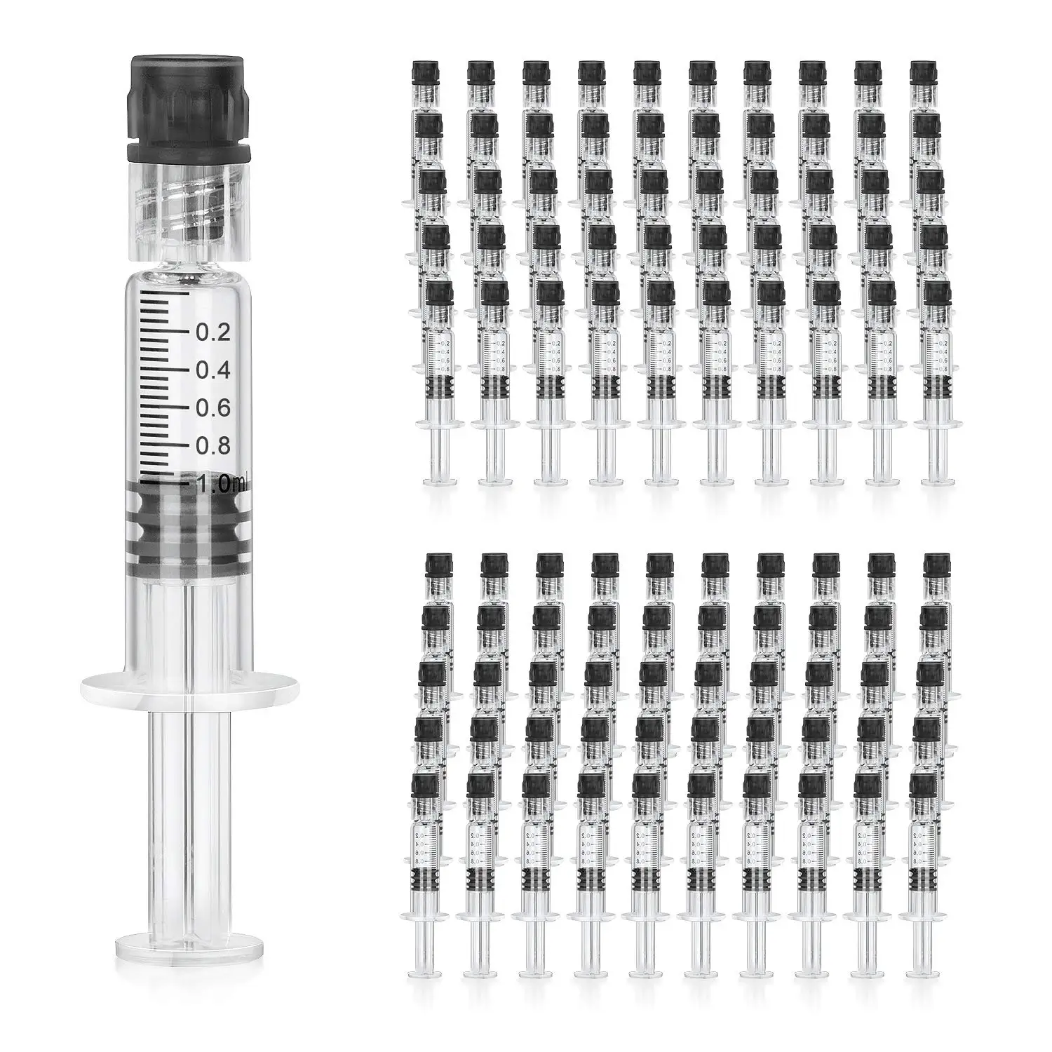 10 Pcs 1ml,2.25ml,3ml,5ml Borosilicate Glass CBD Oil Luer Lock Prefillable Syringe for Hemp,CBD Oils distillate,EJuices,Liquids