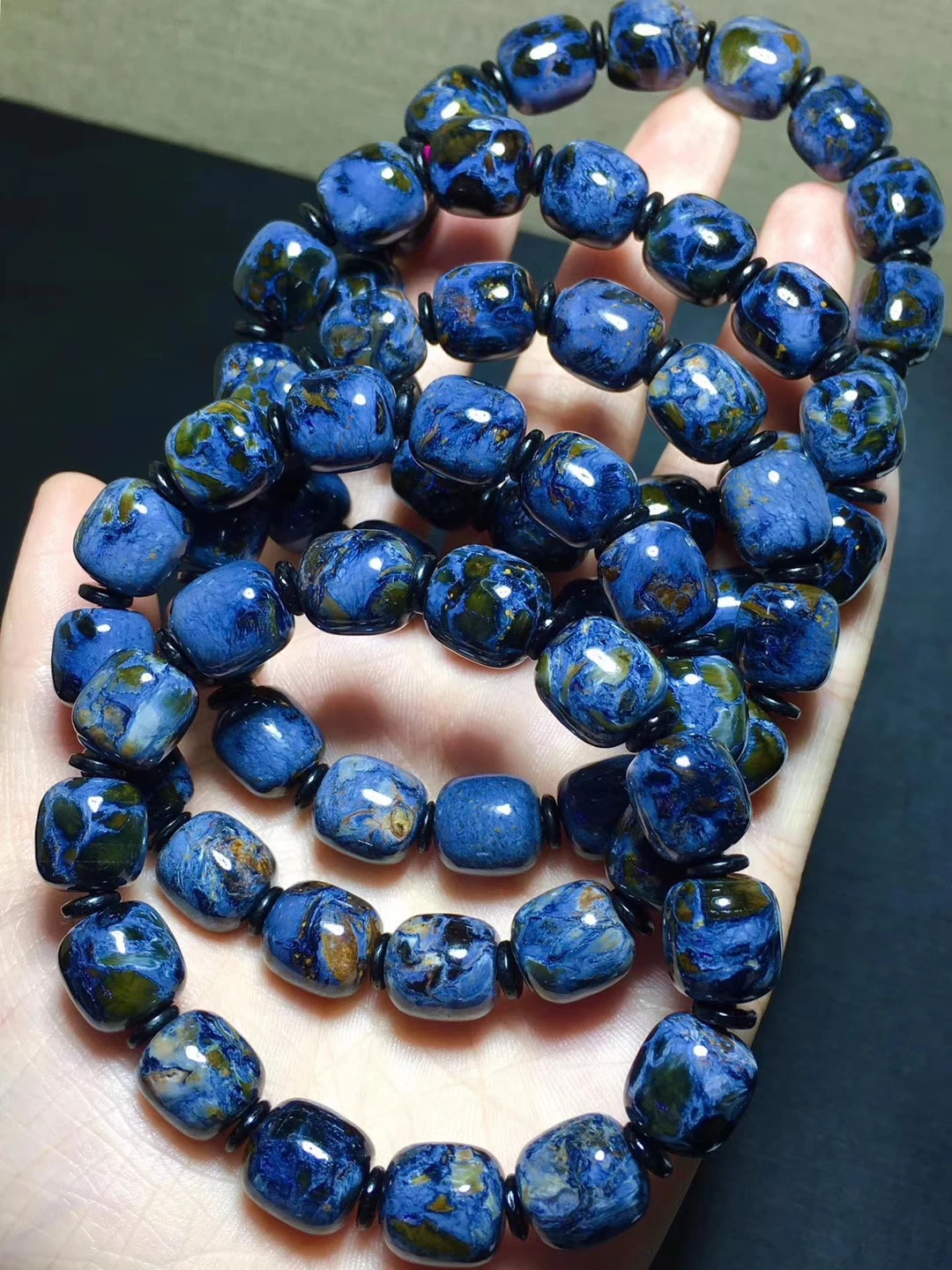 blue/yellow  Pietersite stoneegg 10*12mm  bracelet 7.5inch FPPJ wholesale beads nature AA