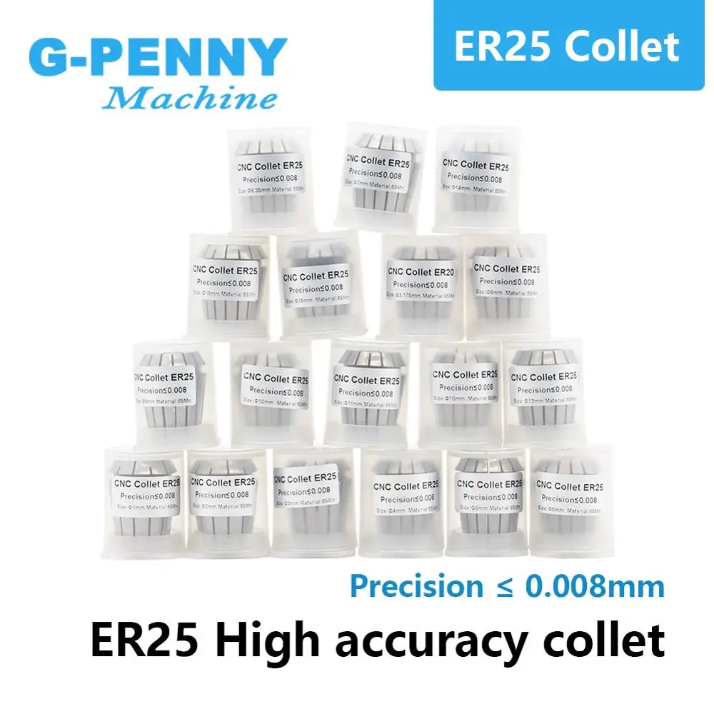 

G-Penny High Precision! ER25 Spindle Motor Collet Chuck Full Set 19pcs 1mm to 16mm CNC Spindle Motor Tool Clamping Holder