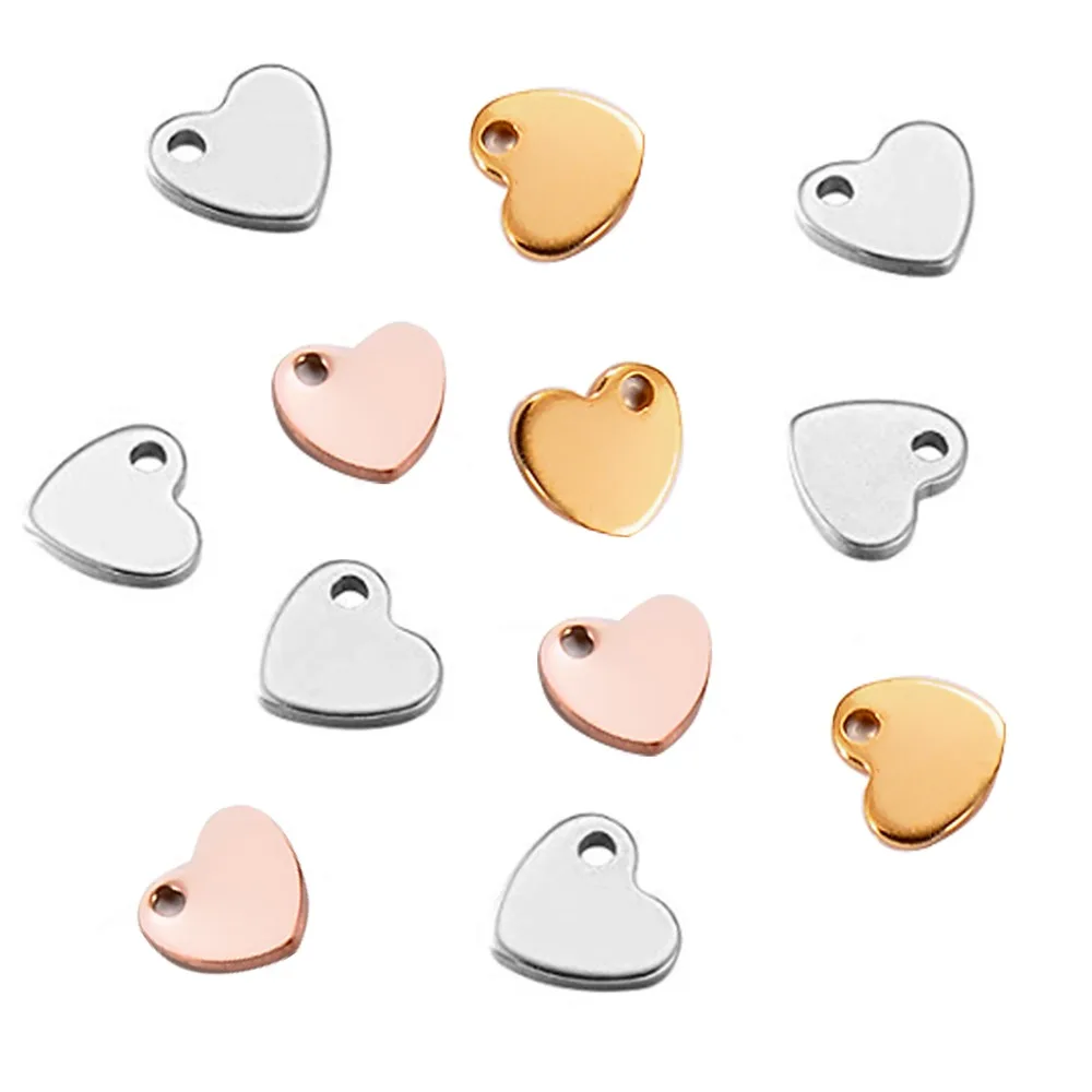20 Stück/lot Edelstahl-Herzanhänger zum Stempeln, Rohling für DIY-Schmuckherstellung für Halskette, Armband oder Fußkette – Detail 2