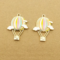 10pcs Hot Air Balloon Enamel Charm for Jewelry Making Floating Cute Earring Kawaii Pendant Bracelet Necklace Charms Diy Findings