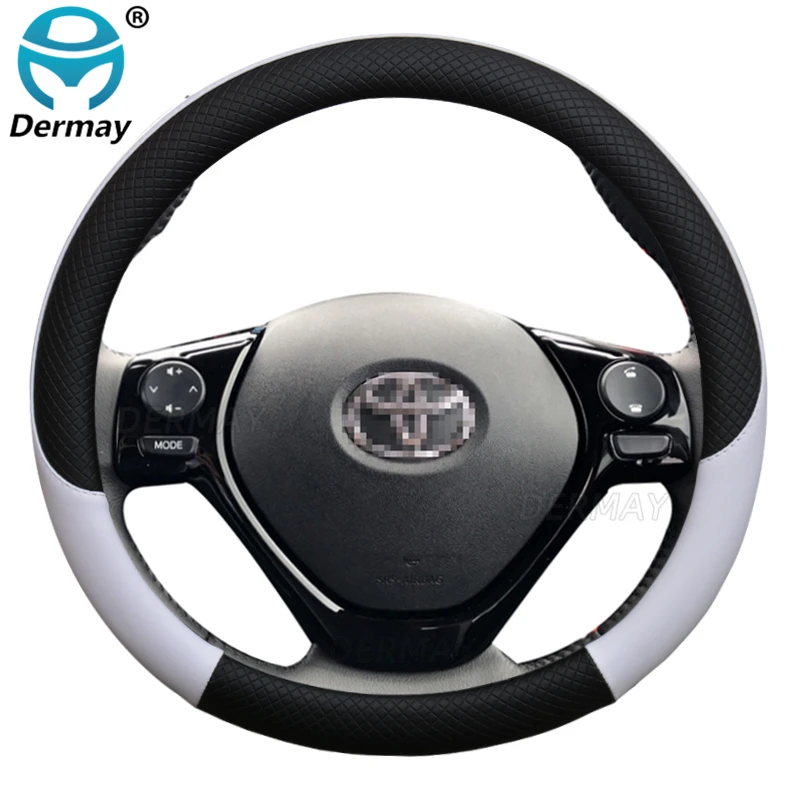 for Toyota Aygo 2005~2014 AB10 AB20 AB30 Car Steering Wheel Cover Leather Anti-slip 100% DERMAY Brand Auto Accessories