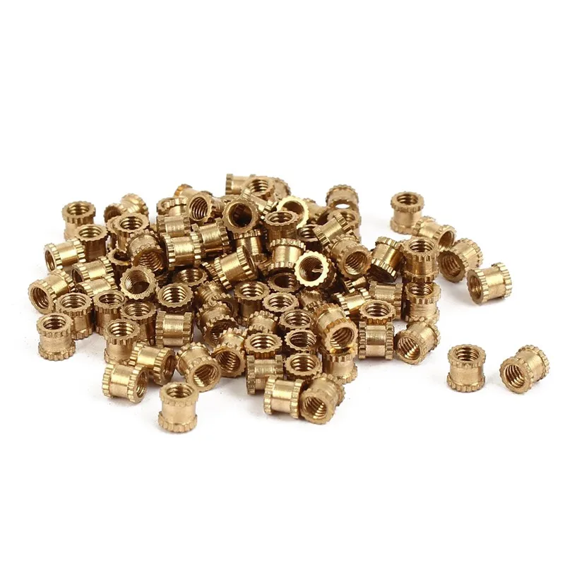 ABSF M3 x 3mm Female Thread Brass Knurled Threaded Insert Embedment Nuts 100PCS