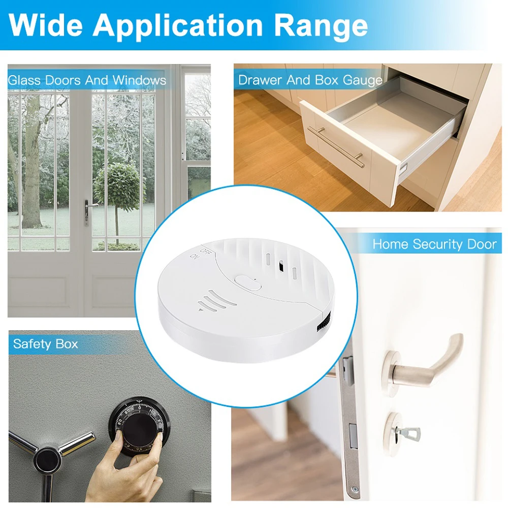 New Tuya Smart WiFi Window Door Vibration Alarm Sensor 130dB Glass Break Vibration Burglar Sensor Home Safety Alarm Detector