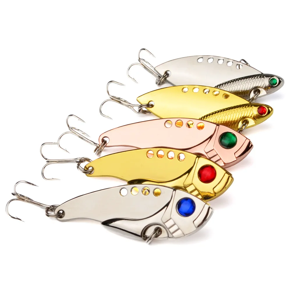 Metal Vib Fishing Lures 65mm 11g Vivid Vibrations Spoonbait Lure Fishing Bait Bass Artificial Hard Bait VIB 3d Eyes Spoon Wobble