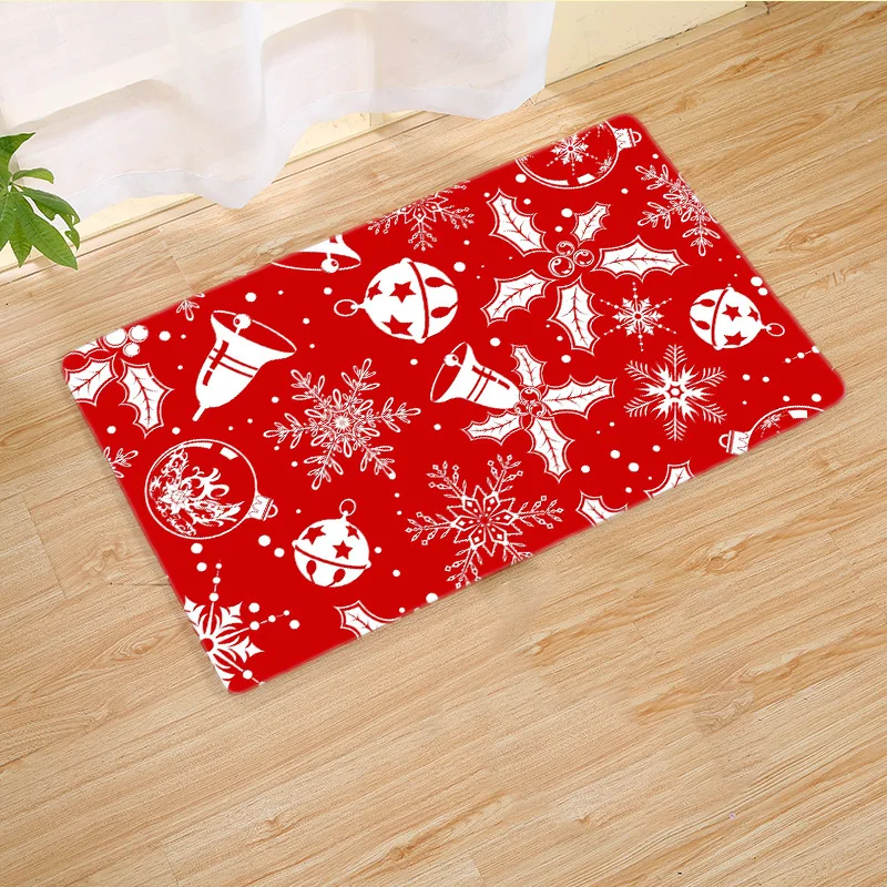 Christmas Bath Mat Kitchen Mat Living Room Balcony Bathroom Printed Carpet Doormat Hallway Bath Mat Toilet Christmas Decorate