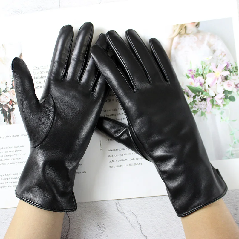 Guantes Real Adult Winter Gloves New Leather Gloves Women Straight Style Sheepskin Mittens A Variety Of Lining Driving